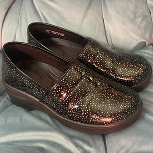 Black and Silver Women's Clogs -Healthcare Shoes- size 7W